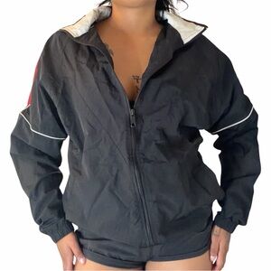 Urban Outfitters Black Windbreaker Jacket Red Stripe Size S